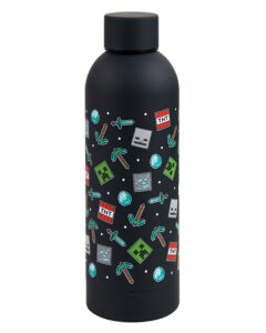 Botella Icono Minecraft de Acero Inoxidable Negro para Niños